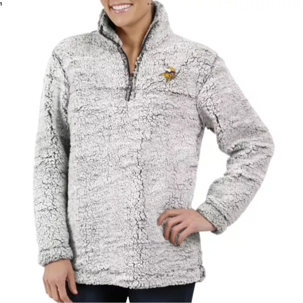 Minnesota Vikings Womens Jacket Size Medium 1/4 Zip Sherpa Pullover GIII New
